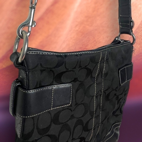 Authentic Coach Signature Black Jacquard Duffle Shoulder Bag - Picture 16 of 16